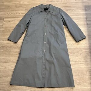London Fog Gray Classic Trench Coat Fleece Lined Button Rain Coat Women’s 14